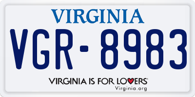 VA license plate VGR8983