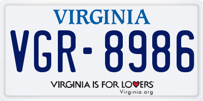 VA license plate VGR8986