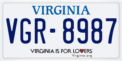 VA license plate VGR8987