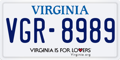 VA license plate VGR8989