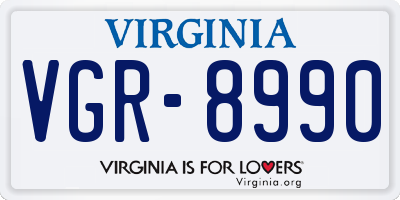 VA license plate VGR8990