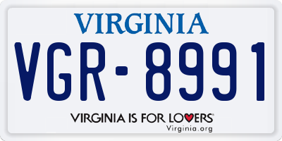 VA license plate VGR8991