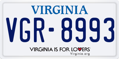 VA license plate VGR8993