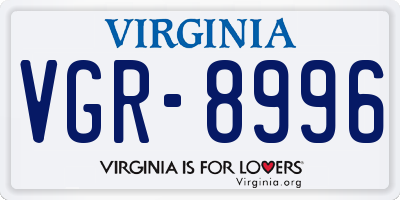 VA license plate VGR8996