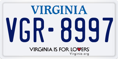 VA license plate VGR8997