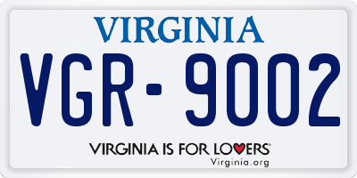 VA license plate VGR9002