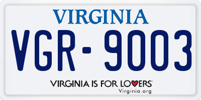 VA license plate VGR9003