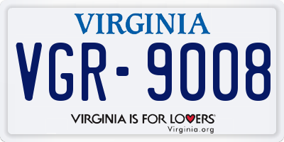 VA license plate VGR9008