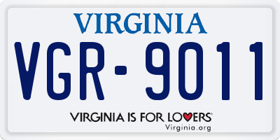 VA license plate VGR9011