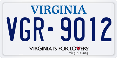 VA license plate VGR9012