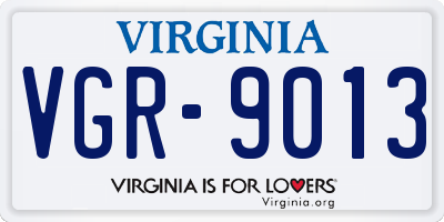 VA license plate VGR9013