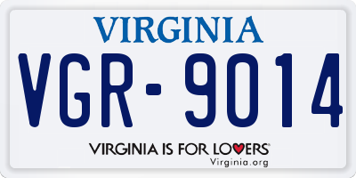 VA license plate VGR9014