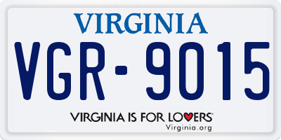 VA license plate VGR9015