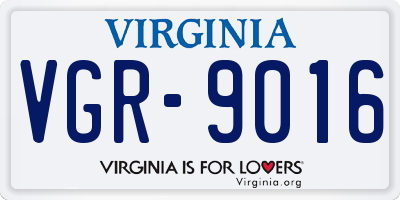 VA license plate VGR9016