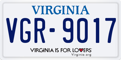 VA license plate VGR9017