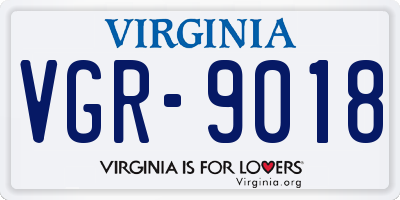 VA license plate VGR9018