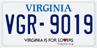 VA license plate VGR9019