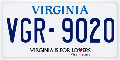 VA license plate VGR9020