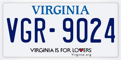 VA license plate VGR9024