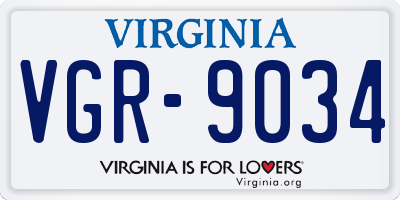 VA license plate VGR9034