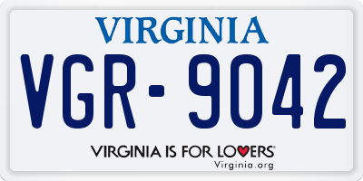 VA license plate VGR9042