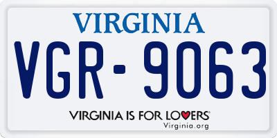 VA license plate VGR9063