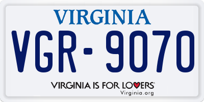 VA license plate VGR9070