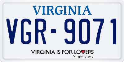 VA license plate VGR9071