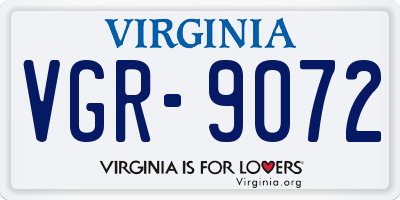 VA license plate VGR9072