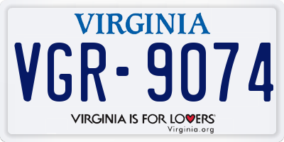VA license plate VGR9074