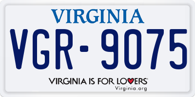 VA license plate VGR9075