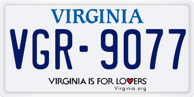 VA license plate VGR9077