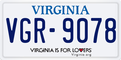 VA license plate VGR9078