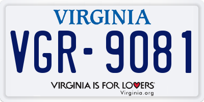 VA license plate VGR9081