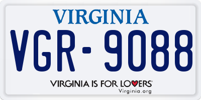 VA license plate VGR9088