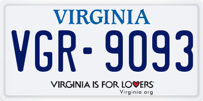 VA license plate VGR9093