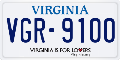 VA license plate VGR9100