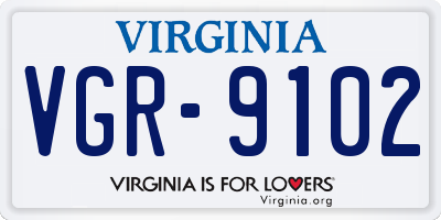 VA license plate VGR9102