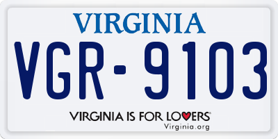 VA license plate VGR9103