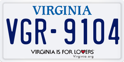 VA license plate VGR9104
