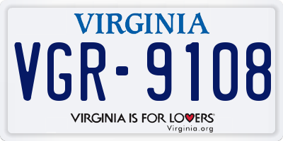 VA license plate VGR9108