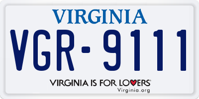 VA license plate VGR9111