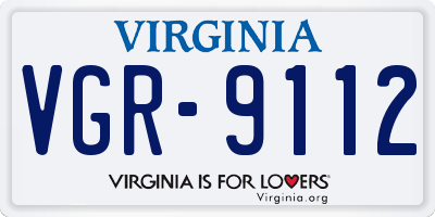 VA license plate VGR9112