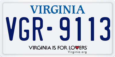 VA license plate VGR9113