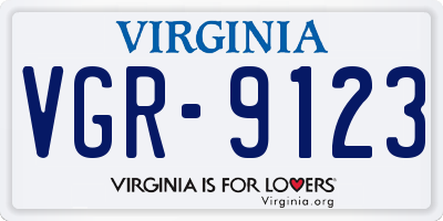 VA license plate VGR9123