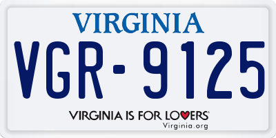 VA license plate VGR9125