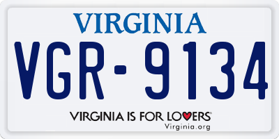VA license plate VGR9134