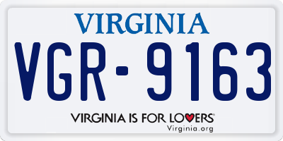 VA license plate VGR9163