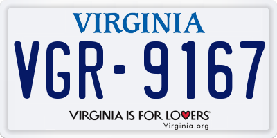 VA license plate VGR9167
