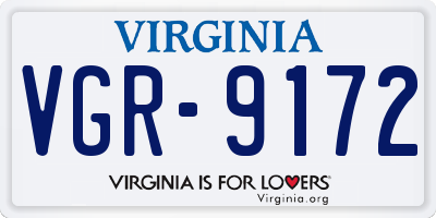 VA license plate VGR9172